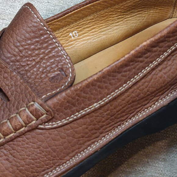 Tod's Brown Pebble Grain Leather Penny Loafer Men's SIZE US 10 - Picture 2 of 10